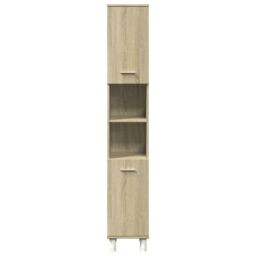 Berkfield Home Bathroom Cabinet Sonoma Oak 30.5x30x179 cm Engineered Wood in Brown - thumbnail 4
