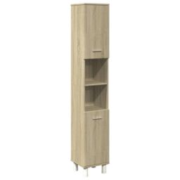 Berkfield Home Bathroom Cabinet Sonoma Oak 30.5x30x179 cm Engineered Wood in Brown - thumbnail 2