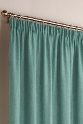 Furn Harrison Herringbone Weave Pencil Pleat Curtains in Blue - Size: 168 cm width x 229 cm drop - thumbnail 2