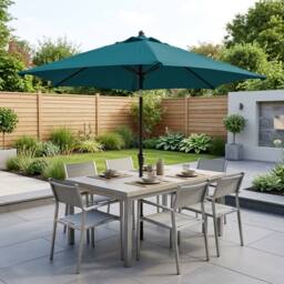 Garden Greatness Push Button Garden Parasol Shade in Teal - Size: 1 Pack