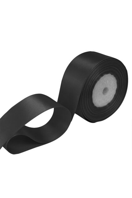 Neel Blue Double Sided Satin Polyester Ribbon Roll, 25mm x 25 Metres in Black - image 1