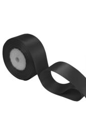 Neel Blue Double Sided Satin Polyester Ribbon Roll, 25mm x 25 Metres in Black - thumbnail 4
