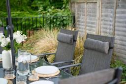 Hectare 6 Seater Dining Set With Parasol Reclining Chairs Glass Table In Grey - thumbnail 6