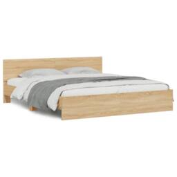 Berkfield Home Bed Frame with LED without Mattress Sonoma Oak 200x200 cm in Brown - thumbnail 5