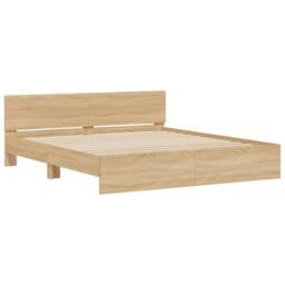 Berkfield Home Bed Frame with LED without Mattress Sonoma Oak 200x200 cm in Brown - thumbnail 6