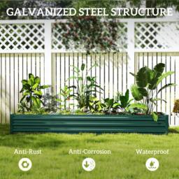 OUTSUNNY Galvanised Raised Bed for Garden, Outdoor Elevated Planter Box Green - thumbnail 6