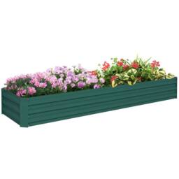 OUTSUNNY Galvanised Raised Bed for Garden, Outdoor Elevated Planter Box Green - thumbnail 2