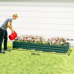 OUTSUNNY Galvanised Raised Bed for Garden, Outdoor Elevated Planter Box Green - thumbnail 3