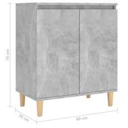 Berkfield Home Sideboard&Solid Wood Legs Concrete Grey 60x35x70 cm Engineered Wood - Size: 60 x 35 x 70 cm - thumbnail 8