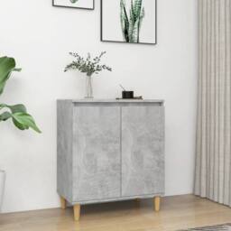 Berkfield Home Sideboard&Solid Wood Legs Concrete Grey 60x35x70 cm Engineered Wood - Size: 60 x 35 x 70 cm - thumbnail 2