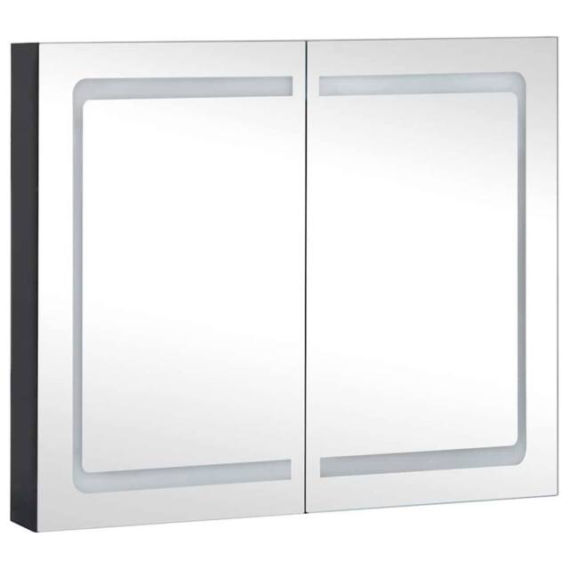 Berkfield Home LED Bathroom Mirror Cabinet 80x12.2x68 cm in Black - image 1