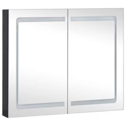 Berkfield Home LED Bathroom Mirror Cabinet 80x12.2x68 cm in Black - thumbnail 1