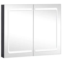 Berkfield Home LED Bathroom Mirror Cabinet 80x12.2x68 cm in Black - thumbnail 3