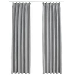 Berkfield Home Elegant Blackout Curtains with Hooks 2 pcs Grey 140x175 cm - thumbnail 3