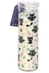 KDMD Cute & Creepy Cat Print Lavender Tube Candle in White - thumbnail 4