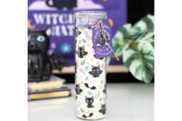 KDMD Cute & Creepy Cat Print Lavender Tube Candle in White - thumbnail 1