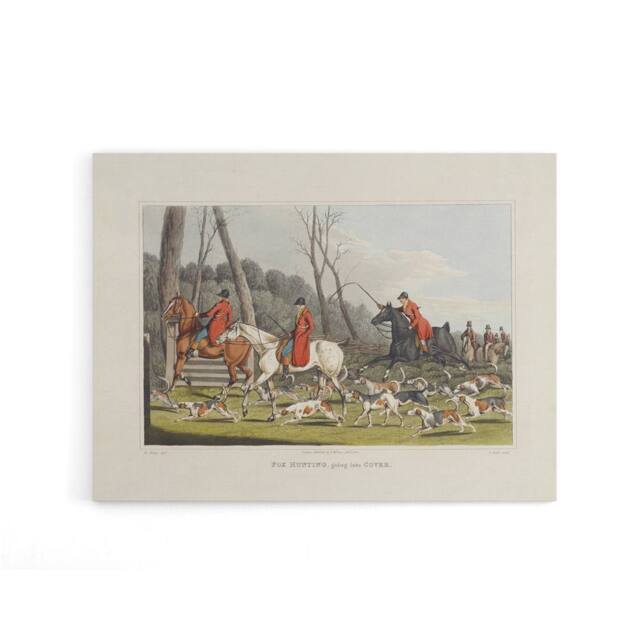 "Artery8 Fox Hunting Into Cover Painting Canvas Wall Art Print - Size: W24"" x H32""" - image 1