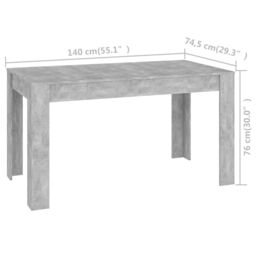 Berkfield Home Dining Table Concrete Grey 140x74.5x76 cm Engineered Wood - thumbnail 5