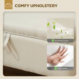 Wyld Haus Suba Linen Look Beige Storage Ottoman Bench with Natural Wooden Legs - thumbnail 5