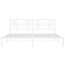 Berkfield Home Metal Bed Frame without Mattress with Headboard White 183x213cm - Size: 183x213 cm - thumbnail 4