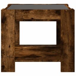 Berkfield Home Coffee Table with LED Smoked Oak 53x53x45 cm Engineered Wood in Brown - Size: 53 x 53 x 45 cm - thumbnail 6