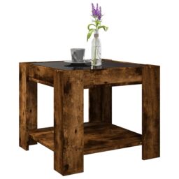 Berkfield Home Coffee Table with LED Smoked Oak 53x53x45 cm Engineered Wood in Brown - Size: 53 x 53 x 45 cm - thumbnail 5