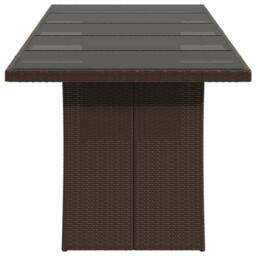 Berkfield Home Garden Table with Glass Top Brown 240x90x75 cm Poly Rattan - Size: 240 x 90 x 75 cm - thumbnail 5