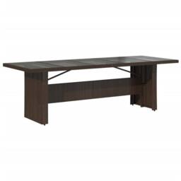 Berkfield Home Garden Table with Glass Top Brown 240x90x75 cm Poly Rattan - Size: 240 x 90 x 75 cm - thumbnail 6