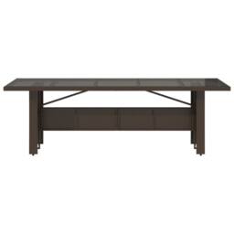 Berkfield Home Garden Table with Glass Top Brown 240x90x75 cm Poly Rattan - Size: 240 x 90 x 75 cm - thumbnail 4