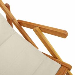 Berkfield Home Folding Beach Chair with Armrests Taupe Acacia Wood & Textilene - thumbnail 9
