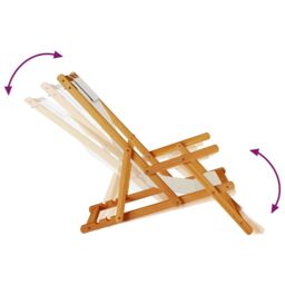 Berkfield Home Folding Beach Chair with Armrests Taupe Acacia Wood & Textilene - thumbnail 8
