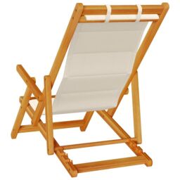 Berkfield Home Folding Beach Chair with Armrests Taupe Acacia Wood & Textilene - thumbnail 7