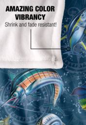 JQ Licensing Jl-Jp-Jq Saltfish Fishing Compass Pattern Silky Touch Super Soft Throw Blanket 152 X 127 cm in White - thumbnail 4