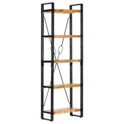 Berkfield Home 5-Tier Bookcase 60x30x180 cm Solid Mango Wood in Brown - Size: 60 x 30 x 180 cm - thumbnail 1