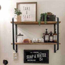 NESTLUNE Industrial Pipe Wooden Metal Wall Floating Shelf in Brown - Size: 100 cm x 15 cm - thumbnail 4