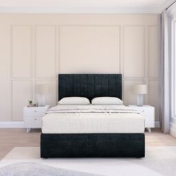 "Sloomy Kansas Divan Bed Base 4 Drawers & 54"" Floor Standing Headboard in Black - Size: Super King" - thumbnail 2