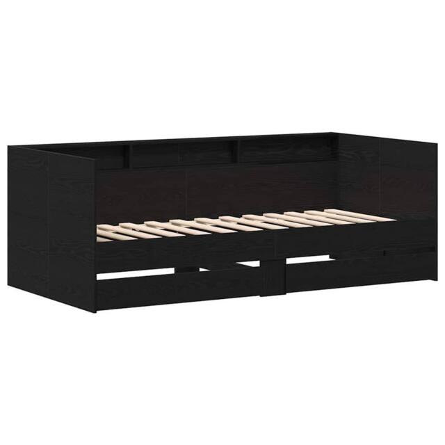 Berkfield Home Black Oak Daybed with Drawers Black oak Engineered wood - image 1
