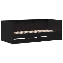 Berkfield Home Black Oak Daybed with Drawers Black oak Engineered wood