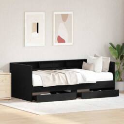 Berkfield Home Black Oak Daybed with Drawers Black oak Engineered wood - thumbnail 4