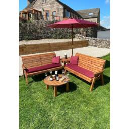 Charles Taylor Six Seater Balmoral Corner Garden Furniture Set - Fully Assembled in Light Brown - thumbnail 1