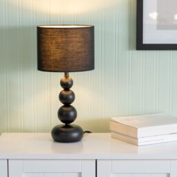 ValueLights Marissa Stacked Ball Table Lamp Light in Black - thumbnail 1