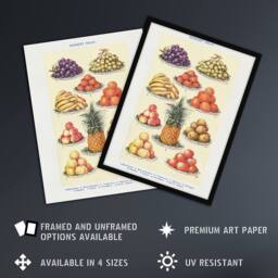 Artery8 Summer Dessert Fruit Kitchen Mrs Beeton Framed Wall Art Print in Yellow - Size: A4 - thumbnail 2