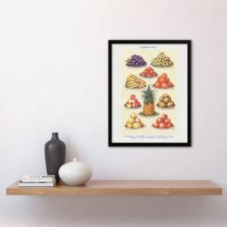Artery8 Summer Dessert Fruit Kitchen Mrs Beeton Framed Wall Art Print in Yellow - Size: A4 - thumbnail 4