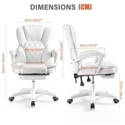 EONLION White Executive Desk Chair High Back Adjustable Height - Size: 100 cm - thumbnail 2