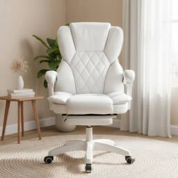 EONLION White Executive Desk Chair High Back Adjustable Height - Size: 100 cm - thumbnail 3