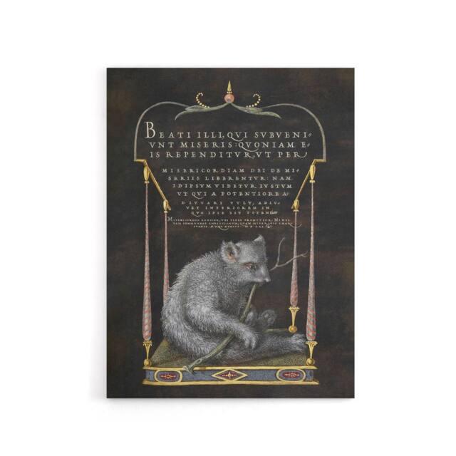 "Artery8 Latin Beatitudes with Sloth Artwork Hoefnagel Canvas Wall Art Print in Black - Size: W12"" x H16""" - image 1