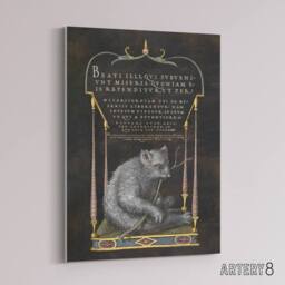 "Artery8 Latin Beatitudes with Sloth Artwork Hoefnagel Canvas Wall Art Print in Black - Size: W12"" x H16""" - thumbnail 2