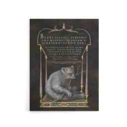 "Artery8 Latin Beatitudes with Sloth Artwork Hoefnagel Canvas Wall Art Print in Black - Size: W12"" x H16""" - thumbnail 1