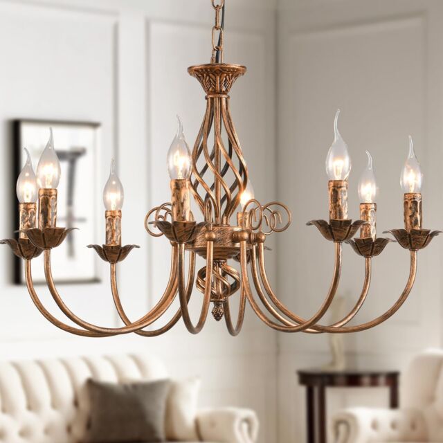 Garwarm 8 Lights French Country Chandelier Bronze Metal in Brown - image 1