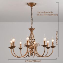 Garwarm 8 Lights French Country Chandelier Bronze Metal in Brown - thumbnail 2